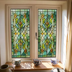 3D stained glass window film static cling decorative privacy window sticker geometric art