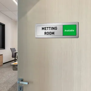 Sliding door meeting room sign status indicator office available metal plaque plate item