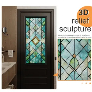 3D stained glass window film decorative static cling, perfect for home window privacy and decor.