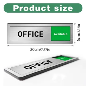 Office sliding door sign metal status indicator plate room nameplate 20x6cm new