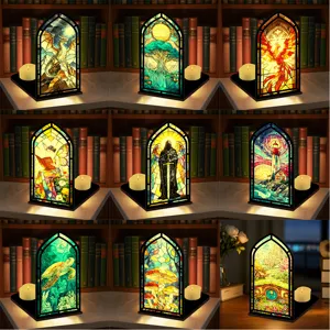 Creativo Angolo Libri Luminoso Acrilico Resina Traslucido Fermalibri Scaffale Inserto Paesaggio Miniatura Casa Scrivania Ornamenti Decorativi
