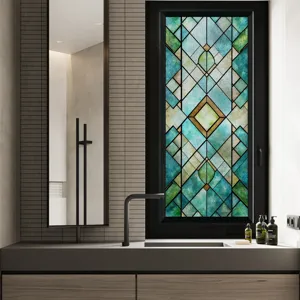 3D Stained Glass Window Film Decorative Static Cling Privacy Glass Sticker for Home Decor