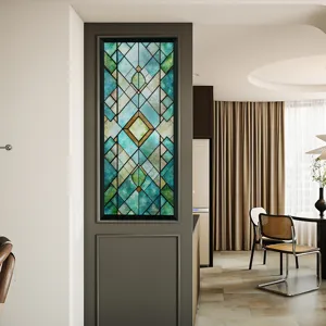 3D embossed stained glass window film decorative static cling home window art sticker