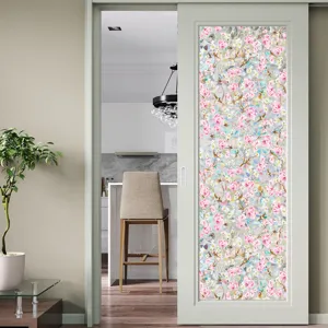 Decorative floral window privacy film for home sliding glass doors and windows decoration.