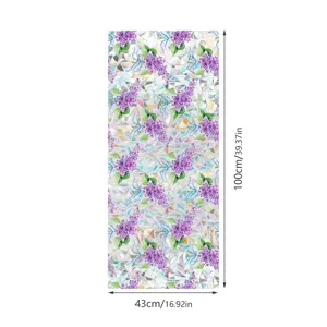 Static cling window film purple lilac floral glass sticker for home decor 43x100cm
