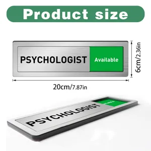 Stainless steel sliding door sign office psychologist available indicator 20x6cm metal nameplate.