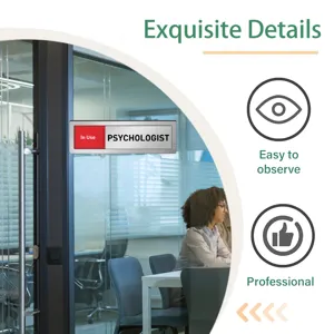 Office meeting room sliding status indicator door sign, durable metal office room decor.