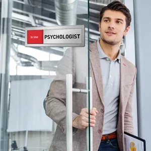 Conference room sliding door sign status indicator office vacant in use metal sign badge sticker