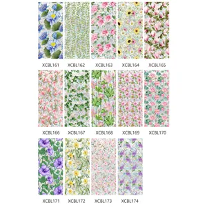 Static Cling Window Film Lotus Floral Frosted Privacy Glass Sticker Decorative Film For Home Bathroom Living Room