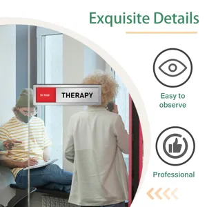 Meeting room sliding door status indicator sign, metal office privacy sign, in use indicator
