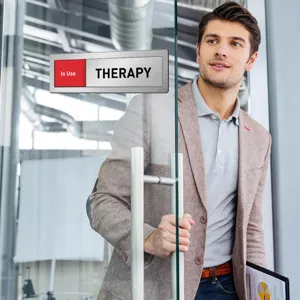 Sliding door status sign for office meeting room, adjustable privacy indicator plate indicator.