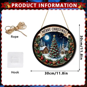 Christmas wooden hanging sign with rope and hook holiday festive party wall decoration