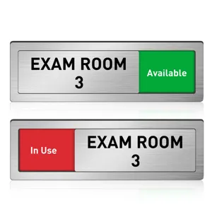 Sliding door status indicator sign for exam room 3 with available and in use states.