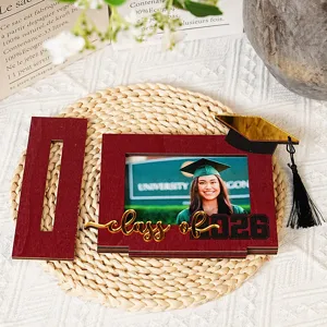 Cornice portafoto di laurea 2026 in legno decorazione da tavolo regalo studente.