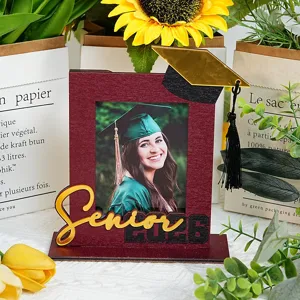 Cornice portafoto in legno laurea 2026 senior decorazione da scrivania supporto espositore regalo.
