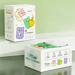 Cartoon cute disposable food grade plastic wrap cover set for fruit and kitchen bowl storage.