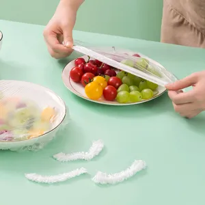 Elastic food storage covers reusable plastic bowl covers kitchen wrap for fruits vegetables