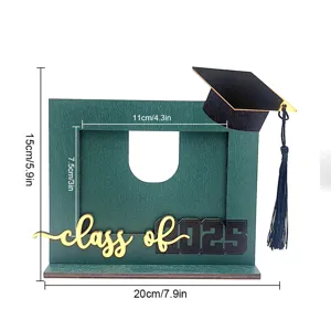 Cornice portafoto di laurea in legno con design cappello 2025 classe decorazione da tavolo regalo
