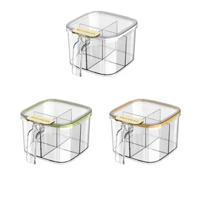 Transparente 4-Fächer Gewürzbox Küche Gewürzaufbewahrung Behälter Set mit Deckel.