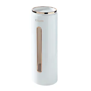 Wandmontierter Einweg-Papierbecherhalter Spender mit Sichtfenster und roségoldenem Rand weiss.