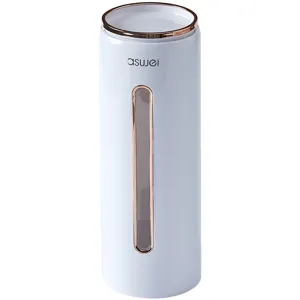 Λευκός dispenser θήκη χάρτινων ποτηριών με χρυσό ροζ τελείωμα και παράθυρο για γραφείο.