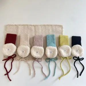 Kinderen winter gebreide pluche oorbeschermers schattige warme pluche orenwarmers set