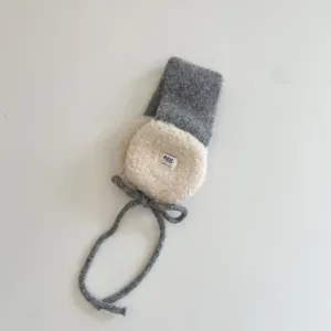Kinderen gebreide oorwarmer winter pluche schattige baby oorwarmers zacht grijs crème gezellig