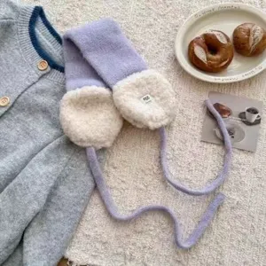 Pluche gebreide oorbeschermers voor kinderen winter warm schattig paars oorwarmers