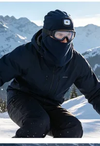 Men's outdoor LED lighting balaclava ski windproof warm cycling face mask hood for winter.