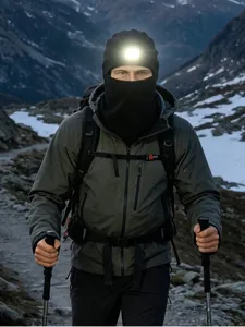 LED Headlamp Beanie Balaclava Thermal Windproof Face Mask Outdoor Hiking Skiing Gear