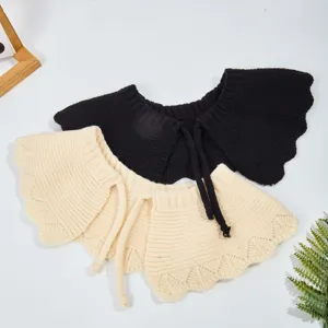Damen Gestrickter Schal Falscher Kragen Japanisch Süß Rüsche Schnürung Design Unifarben Winter Herbst Frühling Mode Bekleidungszubehör