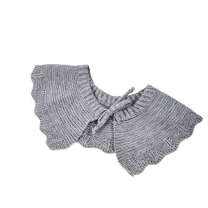 Grauer Strick falscher Kragen für Damen, elegante einfarbige Rüschen Schulterwärmer.
