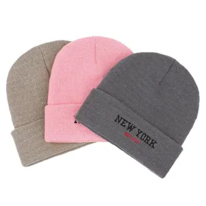 Set de gorro de punto de otoño invierno unisex en tres colores gorro cálido con bordado.