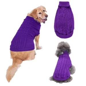 Pull pour chien confortable en tricot torsadé violet, idéal pour garder vos animaux au chaud.