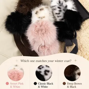 Foldable winter plush earmuffs, warm cozy leopard print ear warmers for men and women.