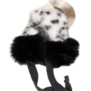 Winter plush foldable earmuffs leopard print warm windproof fuzzy ear cover for outdoor