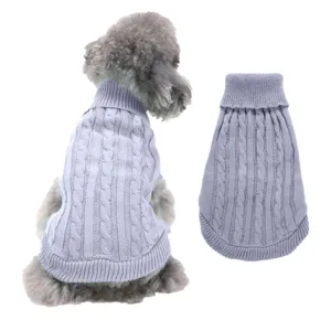Pull douillet à col roulé et torsades pour animaux, vêtement chaud automne hiver pour chiens.