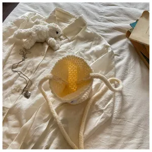 Sac seau bandoulière en tricot blanc, pochette de téléphone décontractée, joli sac élégant femme.