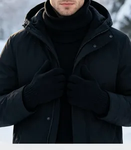 Ensemble de gants en tricot noir d'hiver pour hommes et vetements chauds pour le froid