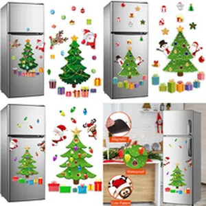 Christmas refrigerator magnets set cute snowman santa tree kitchen decor waterproof sticker