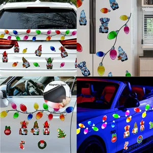 Christmas Gnome Magnetic Reflective Car Stickers Holiday Party Refrigerator Magnet Festive Vehicle Body Decor
