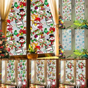 Christmas window stickers festive snowman glass decals holiday home decoration items pack