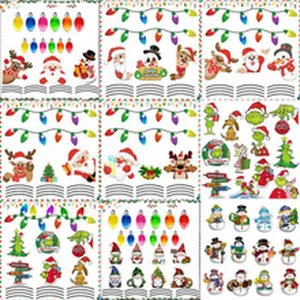 Christmas wooden hanging sign detail, cute cartoon snowman and Santa Claus festive decor.