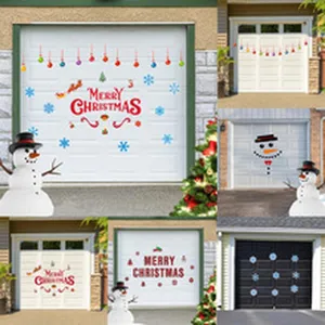 Christmas garage door decoration magnetic sticker set with snowman and snowflake for holiday.