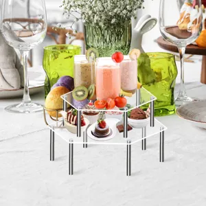 Klaren Acryl Cupcake Ständer 2-stöckige Dessert Präsentation für Party Geburtstag Detailansicht.