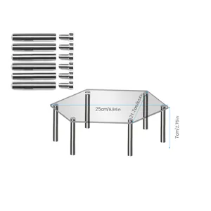 Transparenter hexagon Acryl Display Ständer mit Metallbeinen und Schrauben für Dekoration und Shop.