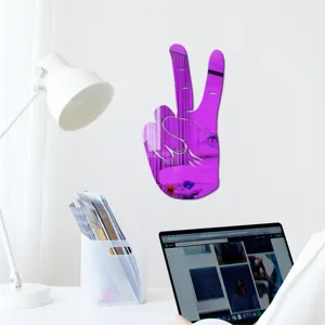 Acrylic scissor hand wall sticker purple mirror sticker for kids bedroom home decor modern design