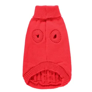 Pull col roule rouge pour chien,vetement chaud tricot pour animal de compagnie detail vue