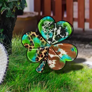 Segnale da giardino in acrilico quadrifoglio per decorazione prato e festa esterna.