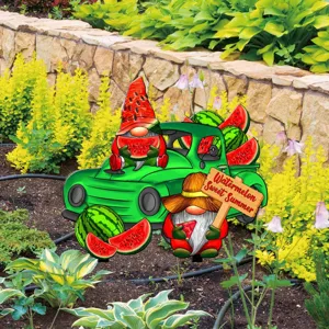 Estate gnomo cocomero camion verde acrilico giardino cortile arte paletto decorazione